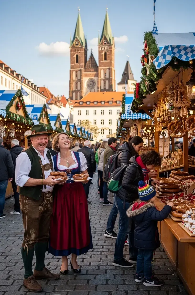 Festliche Menschenmenge bei einem traditionellen deutschen Kulturfestival in einer historischen Stadt.